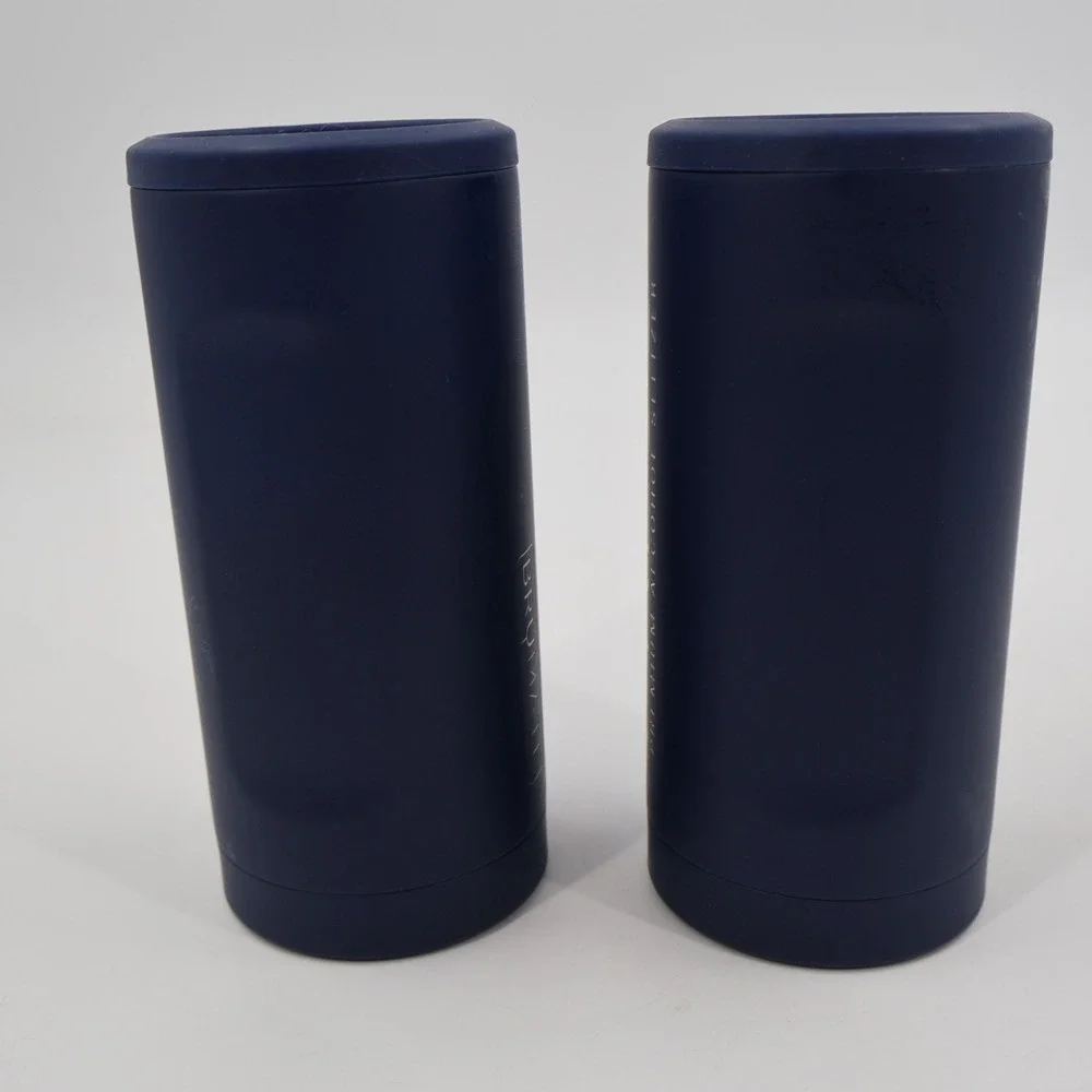 BruMate Hopsulator Slim Can Cooler Set 2 Navy Blue 12oz PRESS Seltzer Insulated